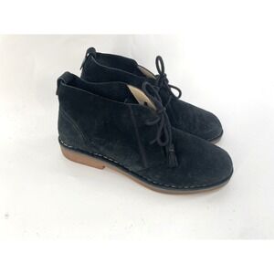 Hush Puppies Boots Womens 9M* Black Suede Lace Up Tassel Ankle Boho Equestrian